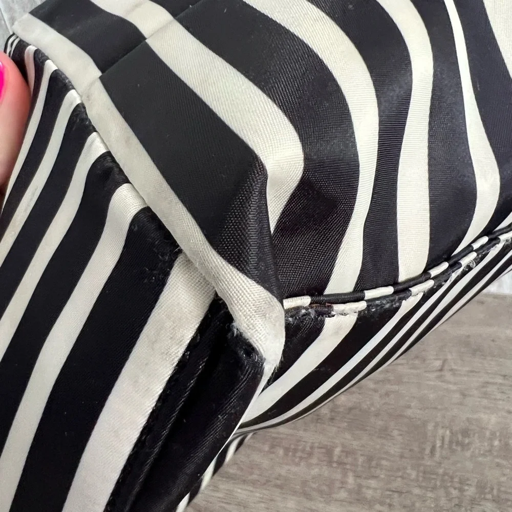 Kate Spade Black and White Striped Messenger Bag